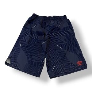Umbro Mens Soccer Shorts Small Navy Blue Geometric Dot Print Athletic Training